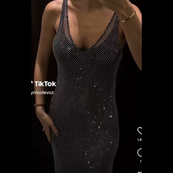 ZARA RHINESTONE MESH DRESS SPARKLY BLACK MULTI CHROME 2142/290 - Picture 13 of 14